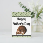 猫間抜け – 父なる幸せな日 ポストカード (スタンド正面)