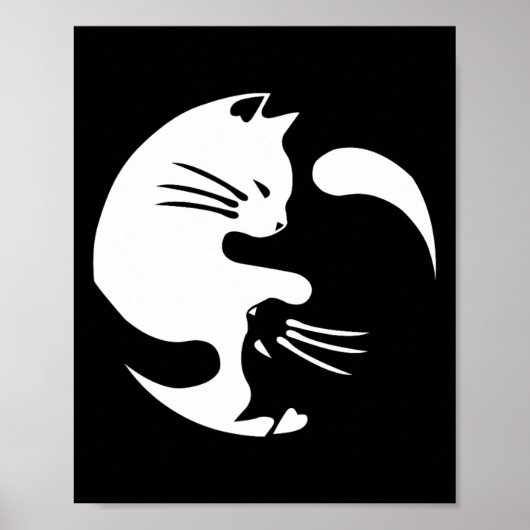 猫陰陽平和を愛する相互接続ギフトアイディア ポスター (正面)