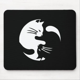 猫陰陽平和を愛する相互接続ギフトアイディア マウスパッド