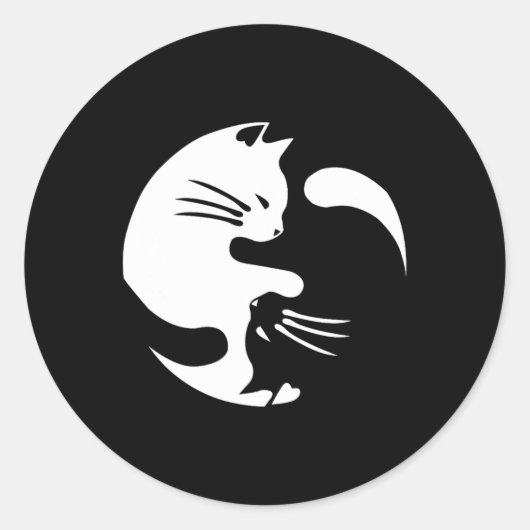 猫陰陽平和を愛する相互接続ギフトアイディア ラウンドシール (正面)