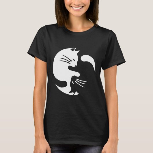猫陰陽平和を愛する相互接続ギフトアイディア Tシャツ (正面)
