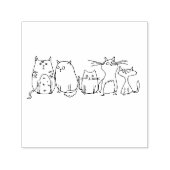 猫集団ラインアートマンガイラストレーション セルフインキングスタンプ (デザイン)