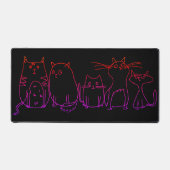 猫集団ラインアートマンガイラストレーション デスクマット (正面)