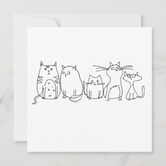 猫集団ラインアートマンガイラストレーション 招待状