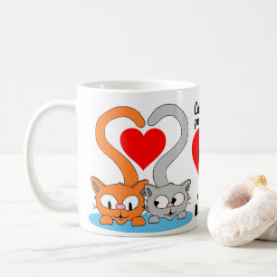 猫離れが手でハートにかわいい猫 コーヒーマグカップ