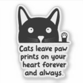 猫離れが手でハートにプリント シール (正面)