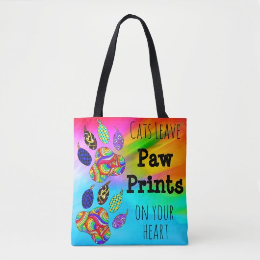 猫離れが手でハートのトートバッグにプリント トートバッグ (正面)