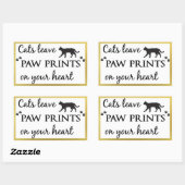 猫離れは手でハートに 長方形シール (シート)