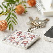 猫雪だるまキーホルダー（正方形） キーホルダー (側面)