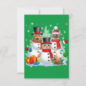 猫雪だるまサンタクリスマスライトキャットマママキャットパパ サンキューカード (正面)