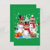 猫雪だるまサンタクリスマスライトキャットマママキャットパパ サンキューカード (正面/裏面)