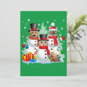 猫雪だるまサンタクリスマスライトキャットマママキャットパパ 招待状 (スタンド正面)