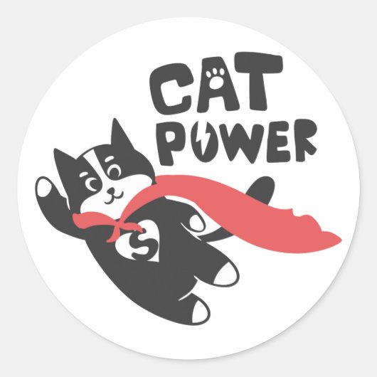 猫電源 – 背景色の選択 ラウンドシール (正面)
