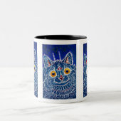 猫青ユニーク芸術的万華鏡のように千変万化するパターン ツートーンマグカップ (中央)