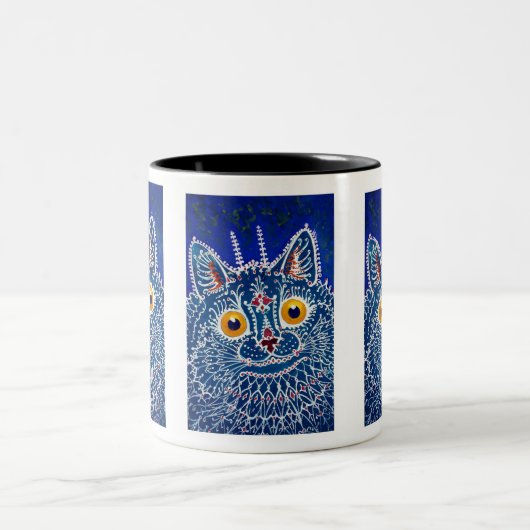 猫青ユニーク芸術的万華鏡のように千変万化するパターン ツートーンマグカップ (中央)