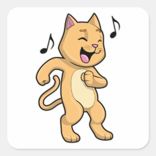 猫音楽ダンス スクエアシール