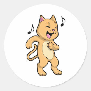 猫音楽ダンス ラウンドシール