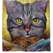 猫頭が切れる読の本 シャワーカーテン (正面)