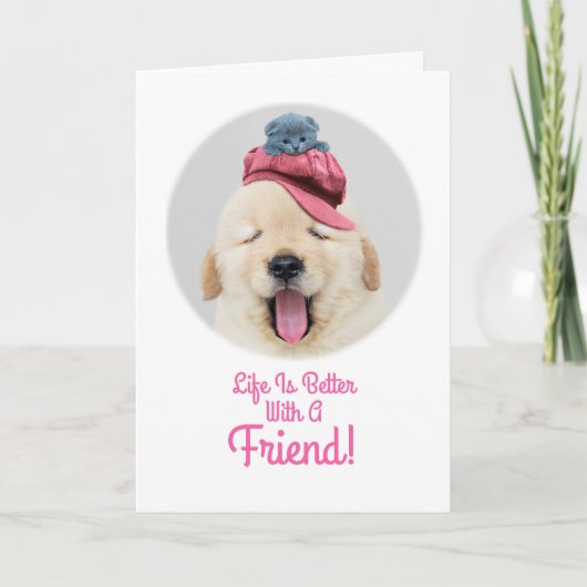 猫頭のかわいい犬と友情|過去記事 カード (正面)