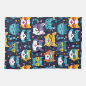 猫顔おもしろいクールの組み合わせ キッチンタオル (横)