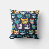 猫顔おもしろいクールの組み合わせ クッション (正面)