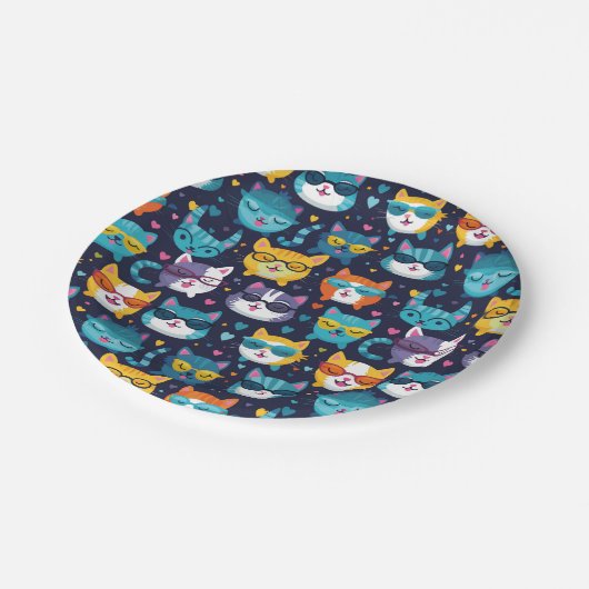 猫顔おもしろいクールの組み合わせ ペーパープレート (アングル)