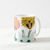猫顔おもしろいヴィンテージパターン。 コーヒーマグカップ (正面右)