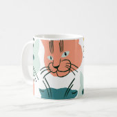 猫顔おもしろいヴィンテージパターン。 コーヒーマグカップ (正面左)