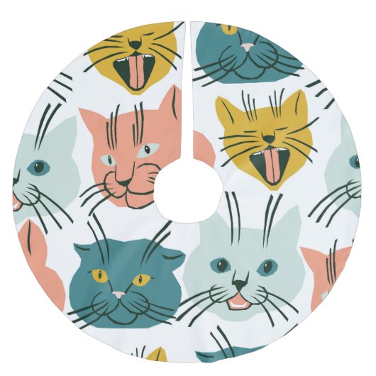 猫顔おもしろいヴィンテージパターン。 ブラッシュドポリエステルツリースカート (正面)