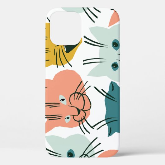 猫顔おもしろいヴィンテージパターン。 Case-Mate iPhoneケース (裏面)
