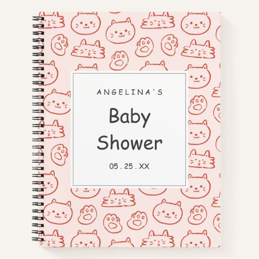 猫顔お洒落赤ちゃんシャワーギフトリスト ノートブック (正面)