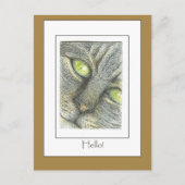 猫顔こんにちは!手描きアートカード ポストカード (正面)