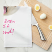 猫顔のかわいい犬がパーソナライズ キッチンタオル (四つ折り)