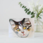 猫顔のクリムトスタイルAI生成アート ポストカード (スタンド正面)