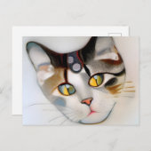 猫顔のクリムトスタイルAI生成アート ポストカード (正面/裏面)