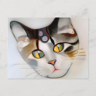 猫顔のクリムトスタイルAI生成アート ポストカード