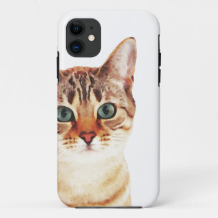 猫顔の水彩 iPhone 11 ケース