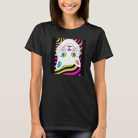 猫顔の逆間抜け猫 Tシャツ (正面)
