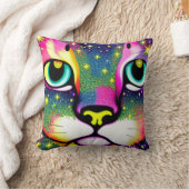 猫顔クローズアップポップ・アートのアート クッション (ブランケット)