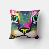 猫顔クローズアップポップ・アートのアート クッション (裏面)