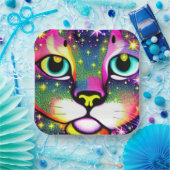 猫顔クローズアップポップ・アートのアート ペーパープレート (パーティー)