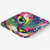 猫顔クローズアップポップ・アートのアート ペーパープレート (傾斜あり)