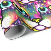 猫顔クローズアップポップ・アートのアート ラッピングペーパー (ロールコーナー)