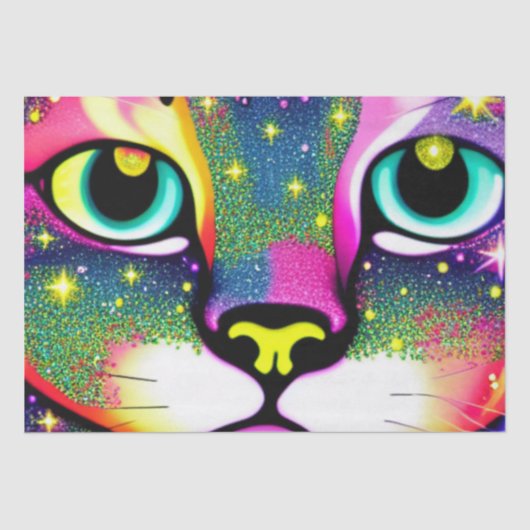 猫顔クローズアップポップ・アートのアート 薄葉紙 (正面)
