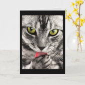 猫顔グリーティングカード カード (黄色い花)