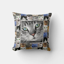 猫顔コラージュ写真テンプレート クッション
