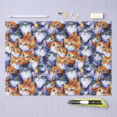 猫顔コラージュ生姜グレー子猫子猫 薄葉紙 (クラフト)