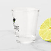 猫顔スケッチと緑の黄色のアイズウィスカ ショットグラス (右)