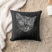 猫顔スケッチバイマークエドワードウェスタフィールド クッション (ブランケット)