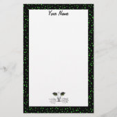 猫顔スケッチ鮮やかグリーンアイズ点々のある縁ど0 便箋 (正面)